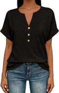 Soft Button-Front V-Neck Summer Tee