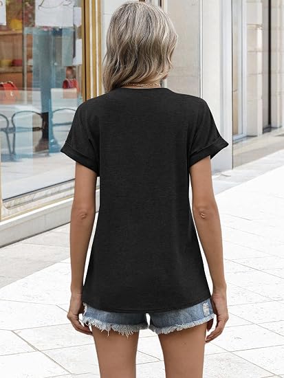 Soft Button-Front V-Neck Summer Tee